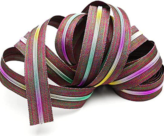 #5 and #3  Rainbow Zipper Tape by The Yard